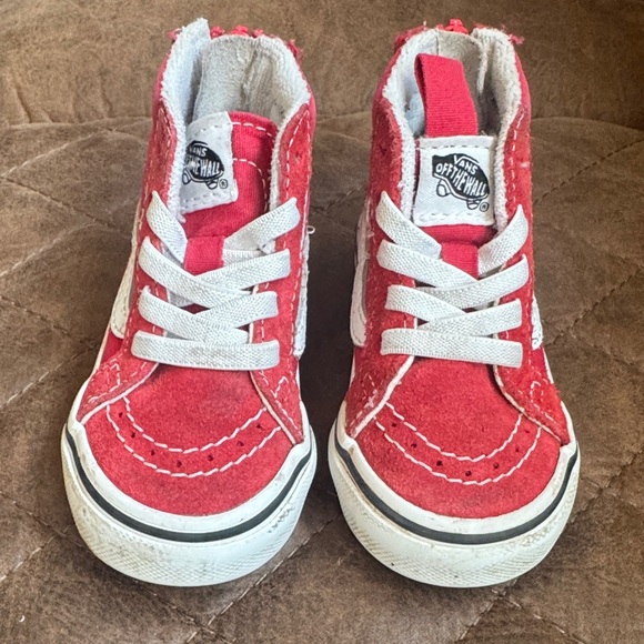 Vans Other - Vans Kids Red and White High-Top Sneakers